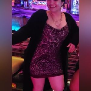 Red and gold glitter dress